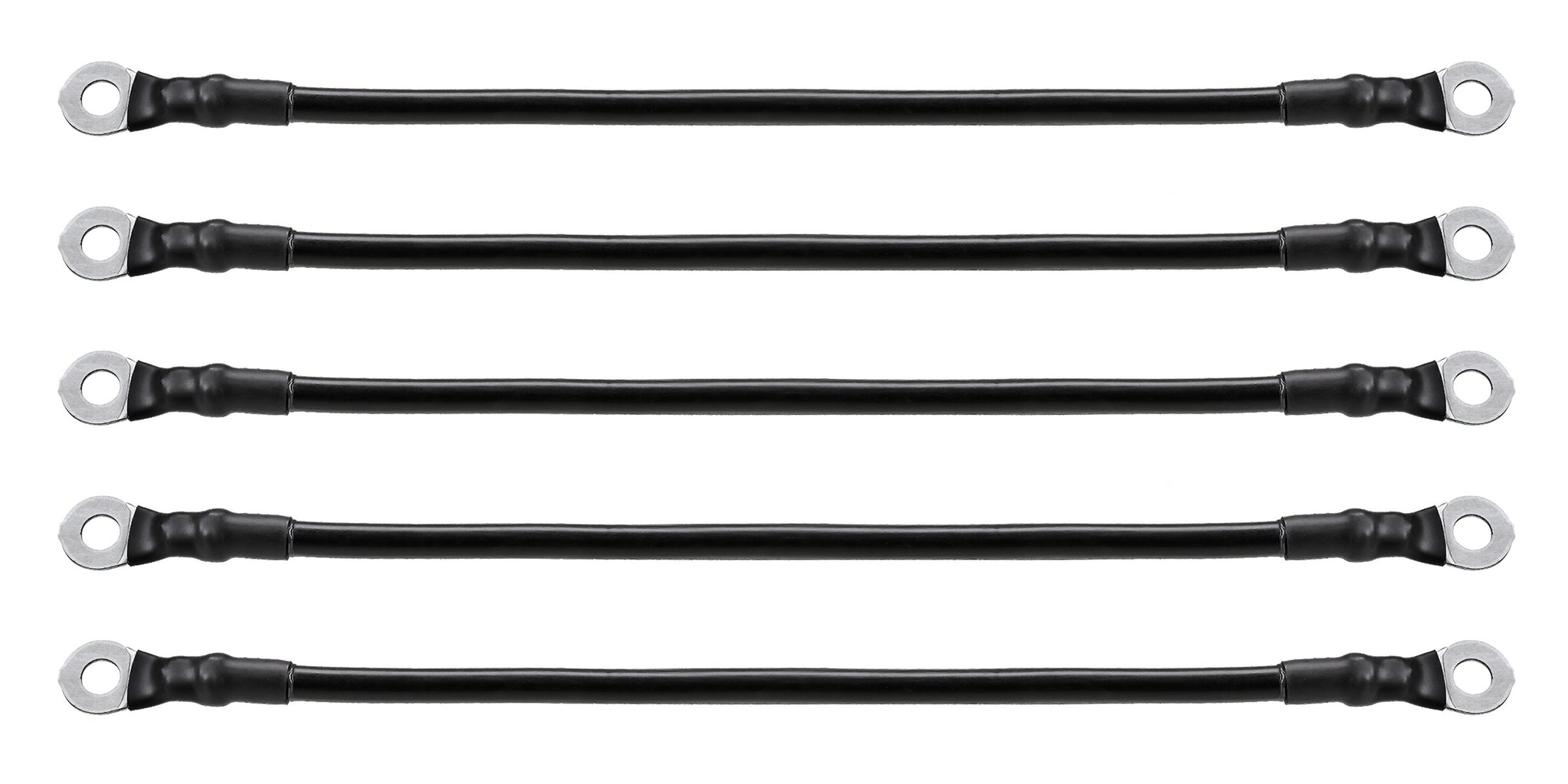 A set of five black golf cart  battery cables | RM Cart