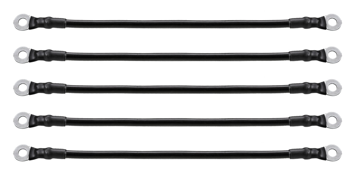 A set of five black golf cart  battery cables | RM Cart