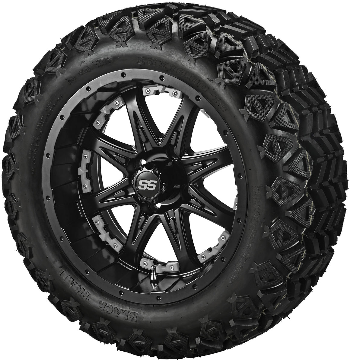 14" Revenge Matte Black Wheels & Tires Combo w/Colored Inserts