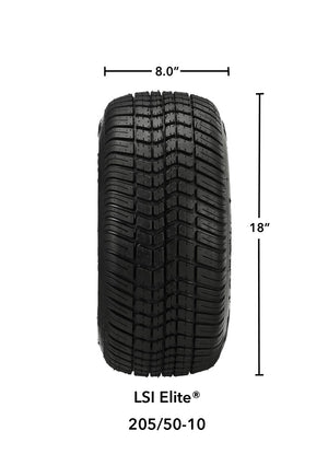 LSI 10" Gunslinger Black & Machined Wheel and Low Profile Tire Combo