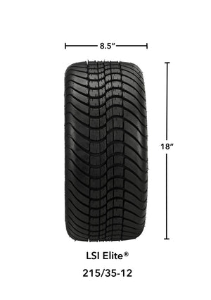 LSI 12" Tombstone Black & Machined Wheel and Low Profile Tire Combo