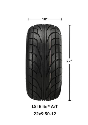 LSI 12" Maltese Cross Matte Black Wheel and Low Profile Tire Combo