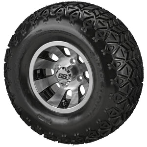 LSI 10" Gunslinger Black & Machined Wheel and Lifted Tire Combo