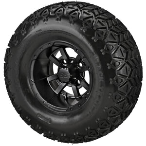 LSI 10" Maltese Cross Matte Black Wheel and Lifted Tire Combo