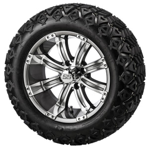 LSI 10" Casino Gun Metal Gray & Machined Wheel and Lifted Tire Combo