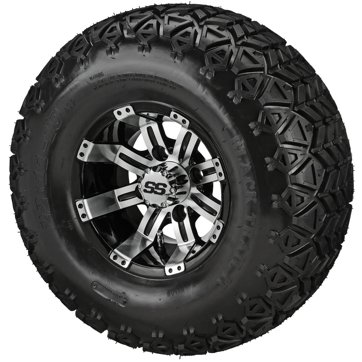 LSI 10" Casino Black & Machined Golf Cart Wheel and Lifted Tire Combo | RM Cart