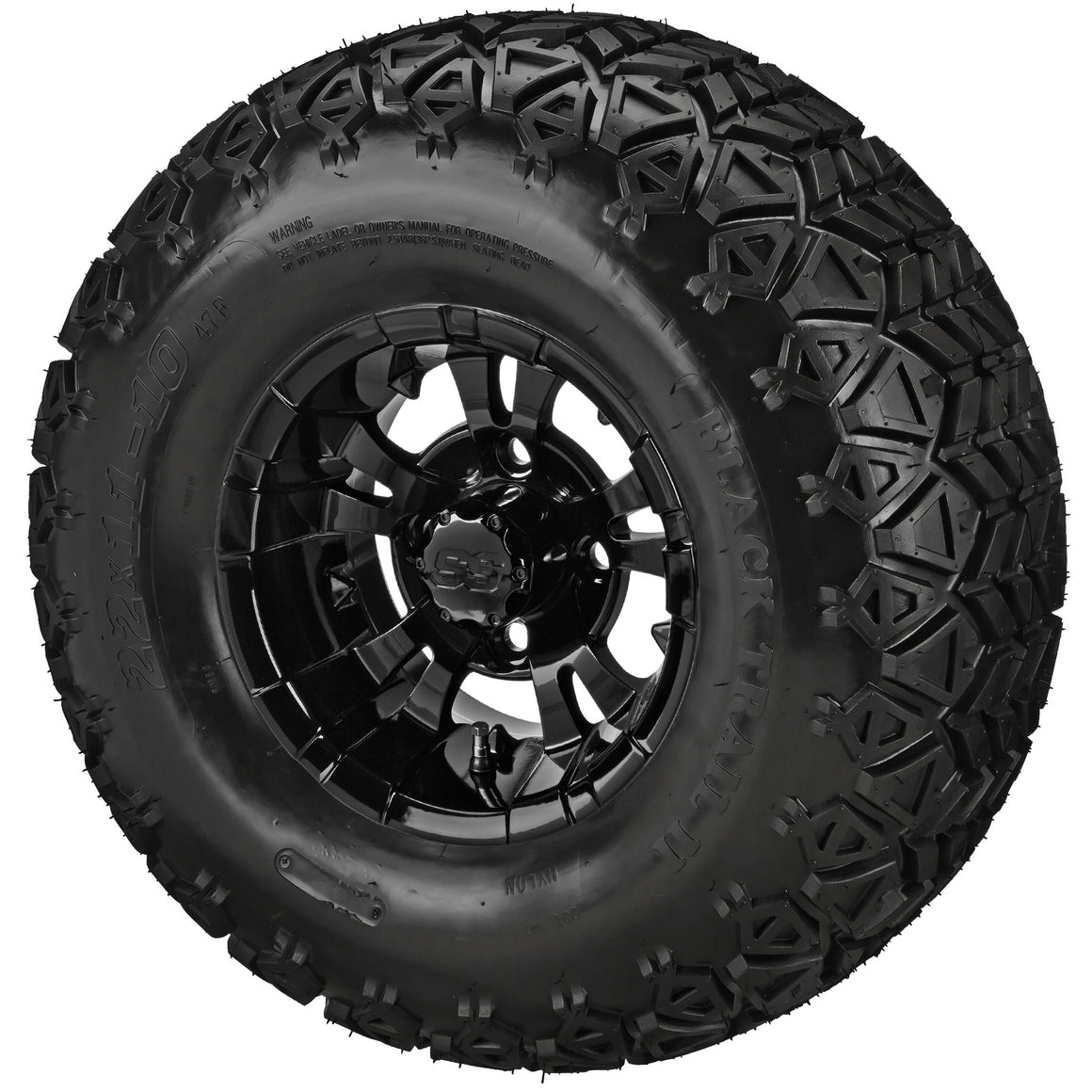 LSI 10" Warlock Gloss Black Golf Cart Wheel and Lifted Tire Combo | RM Cart