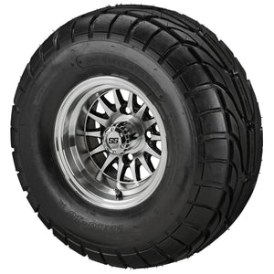 LSI 10" 14-Spoke Black & Machined Wheel and Lifted Tire Combo