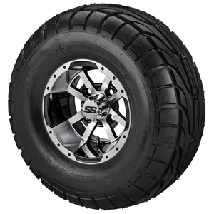 LSI 10" Maltese Cross Black & Machined Wheel and Lifted Tire Combo