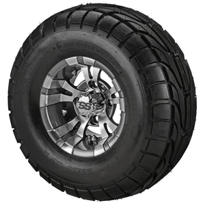 LSI 10" Warlock Gun Metal Gray & Machined Wheel and Lifted Tire Combo