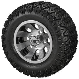 LSI 10" Gunslinger Black & Machined Wheel and Lifted Tire Combo