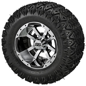 LSI 10" Maltese Cross Black & Machined Wheel and Lifted Tire Combo