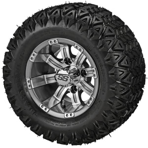 LSI 10" Casino Gun Metal Gray & Machined Wheel and Lifted Tire Combo