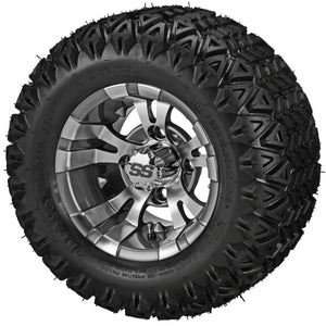 LSI 10" Warlock Gun Metal Gray & Machined Wheel and Lifted Tire Combo