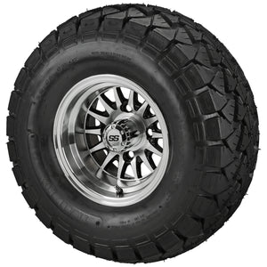 LSI 10" 14-Spoke Black & Machined Wheel and Lifted Tire Combo