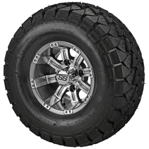 LSI 10" Casino Gun Metal Gray & Machined Wheel and Lifted Tire Combo