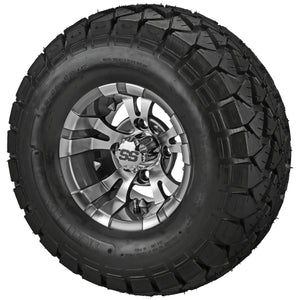 LSI 10" Warlock Gun Metal Gray & Machined Wheel and Lifted Tire Combo