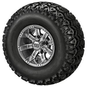 LSI 10" Casino Gun Metal Gray & Machined Wheel and Lifted Tire Combo