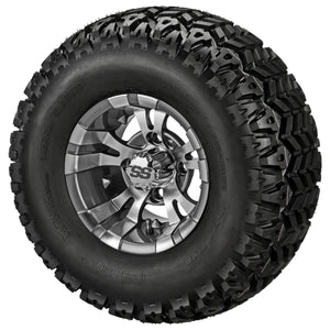 LSI 10" Warlock Gun Metal Gray & Machined Wheel and Lifted Tire Combo