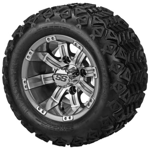 LSI 10" Casino Gun Metal Gray & Machined Wheel and Lifted Tire Combo