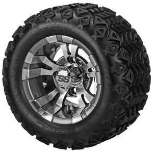 LSI 10" Warlock Gun Metal Gray & Machined Wheel and Lifted Tire Combo