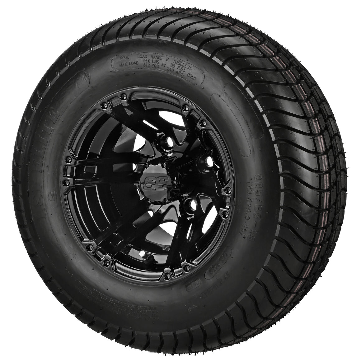 Golf Cart wheel and tire combo with black rim | RM Cart 