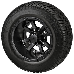 LSI 10" Maltese Cross Matte Black Wheel and Low Profile Tire Combo