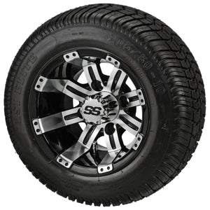 LSI 10" Casino Black & Machined Wheel and Low Profile Tire Combo