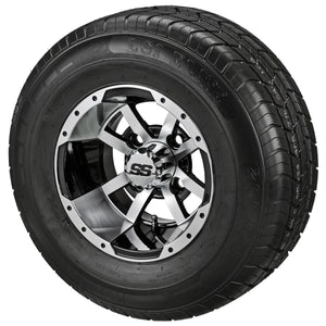 LSI 10" Maltese Cross Black & Machined Wheel and Low Profile Tire Combo