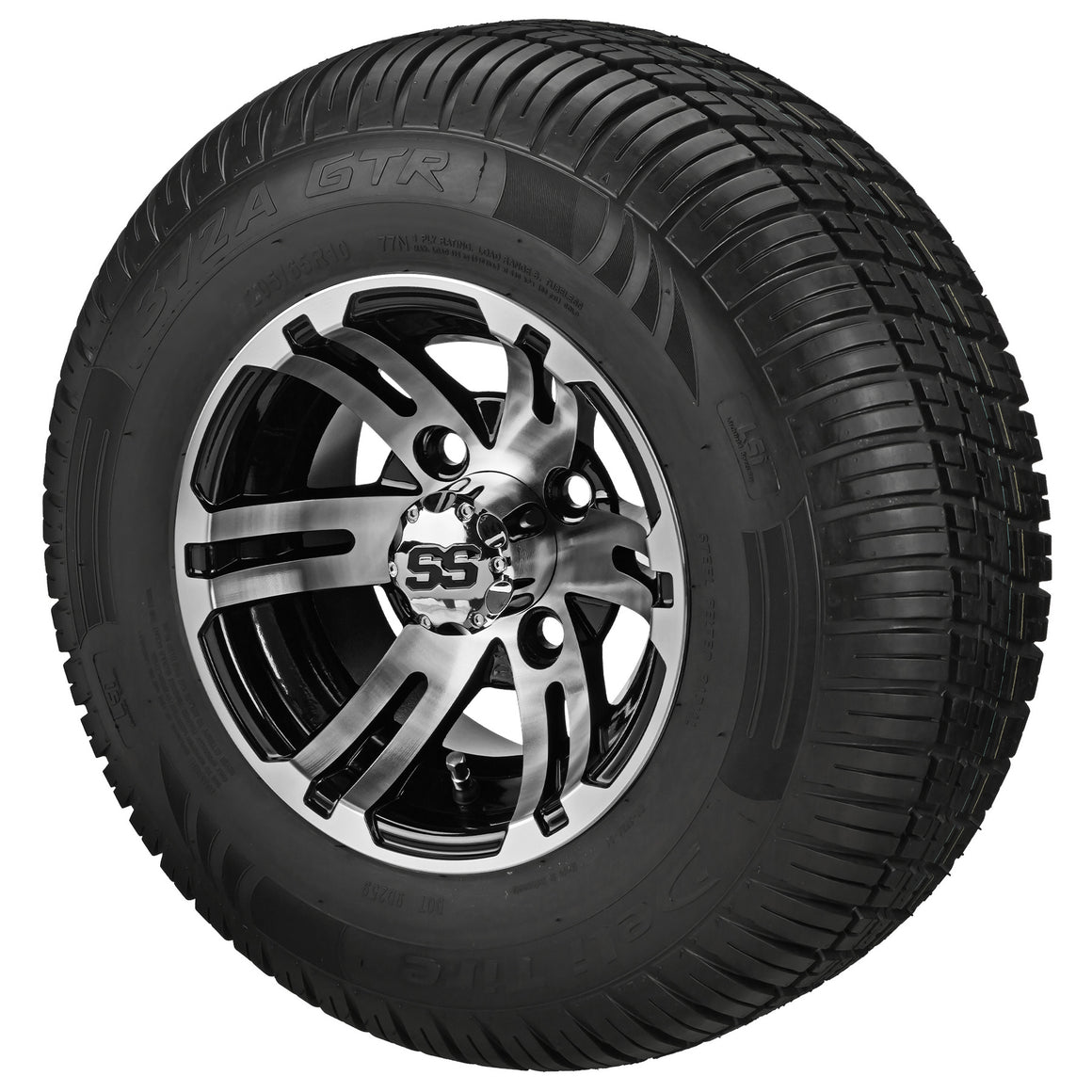 Golf Cart Tire and Wheel Combo with a silver rim on a white background | RM Cart 