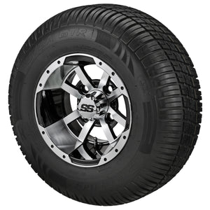 LSI 10" Maltese Cross Black & Machined Wheel and Low Profile Tire Combo