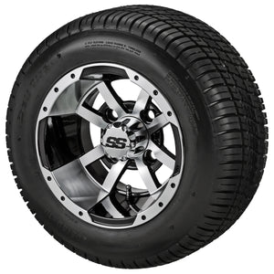 LSI 10" Maltese Cross Black & Machined Wheel and Low Profile Tire Combo