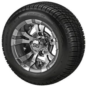 LSI 10" Warlock Gun Metal Gray & Machined Wheel and Low Profile Tire Combo