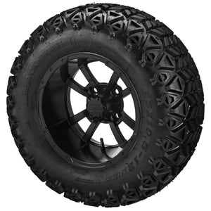 LSI 12" Maltese Cross Matte Black Wheel and Lifted Tire Combo