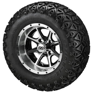 LSI 12" Azusa Black & Machined Wheel and Lifted Tire Combo
