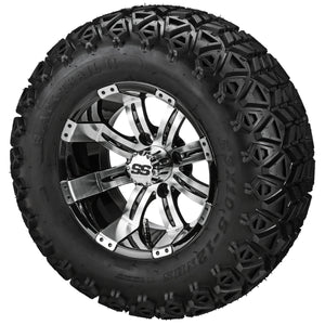 LSI 12" Casino Black & Machined Wheel and Lifted Tire Combo