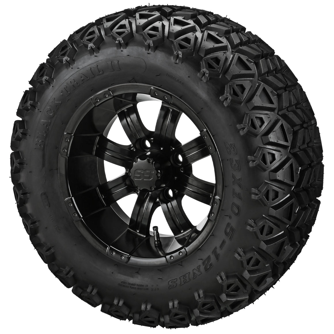 LSI 12" Casino Matte Black Golf Cart Wheel and Lifted Tire Combo