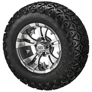 LSI 12" Warlock Gun Metal Gray & Machined Wheel and Lifted Tire Combo