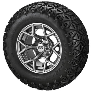 LSI 12" Ninja Gun Metal Gray & Machined Wheel and Lifted Tire Combo