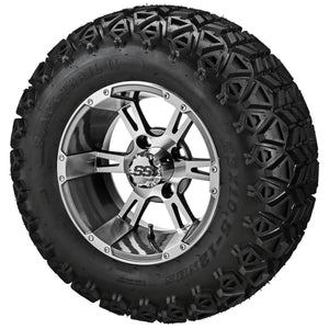 LSI 12" Raptor Gun Metal Gray & Machined Wheel and Lifted Tire Combo