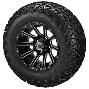 LSI 12" Venom Black & Machined Wheel and Lifted Tire Combo