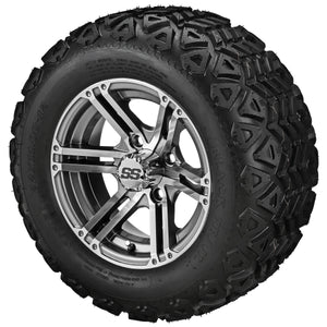 LSI 12" Yukon Gun Metal Gray & Machined Wheel and Lifted Tire Combo