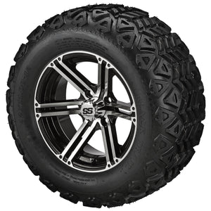 LSI 12" Yukon Black & Machined Wheel and Lifted Tire Combo (Centered)
