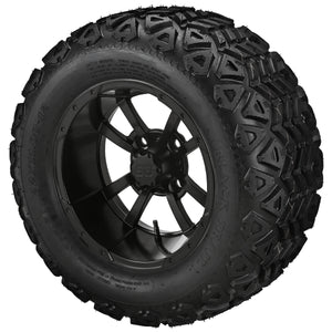 LSI 12" Maltese Cross Matte Black Wheel and Lifted Tire Combo