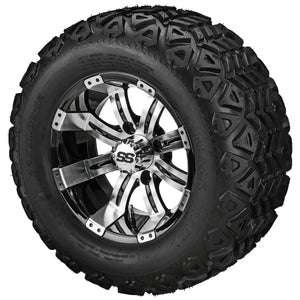 LSI 12" Casino Black & Machined Wheel and Lifted Tire Combo