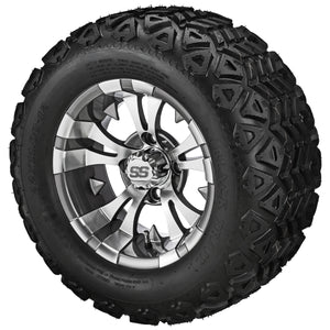 LSI 12" Warlock Gun Metal Gray & Machined Wheel and Lifted Tire Combo