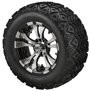 LSI 12" Warlock Black & Machined Wheel and Lifted Tire Combo