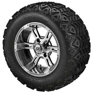 LSI 12" Raptor Gun Metal Gray & Machined Wheel and Lifted Tire Combo