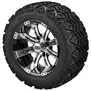 LSI 12" Casino Black & Machined Wheel and Lifted Tire Combo