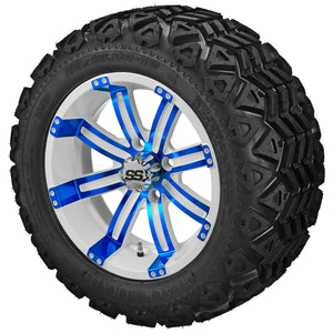 LSI 12" Casino White & Blue Wheel and Lifted Tire Combo